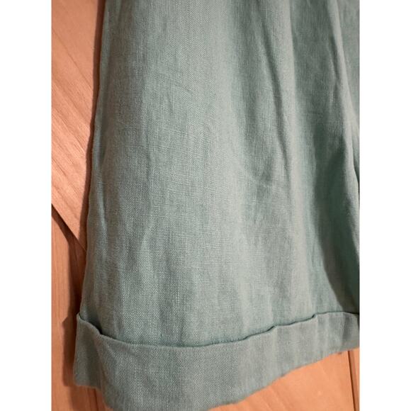 Garnet Hill | Linen Trouser Shorts in Pale Cyan | Size 2 - Picture 6 of 11